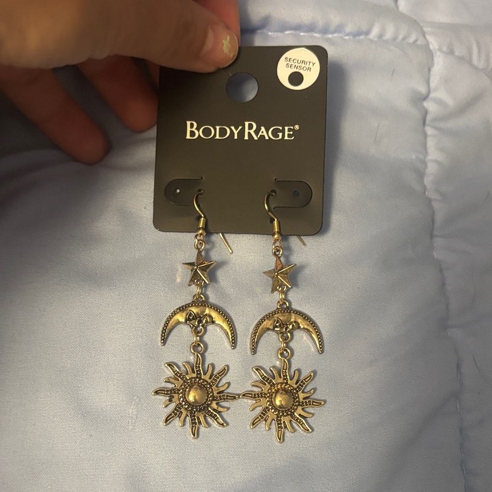 Gold Sun and Moon Earrings